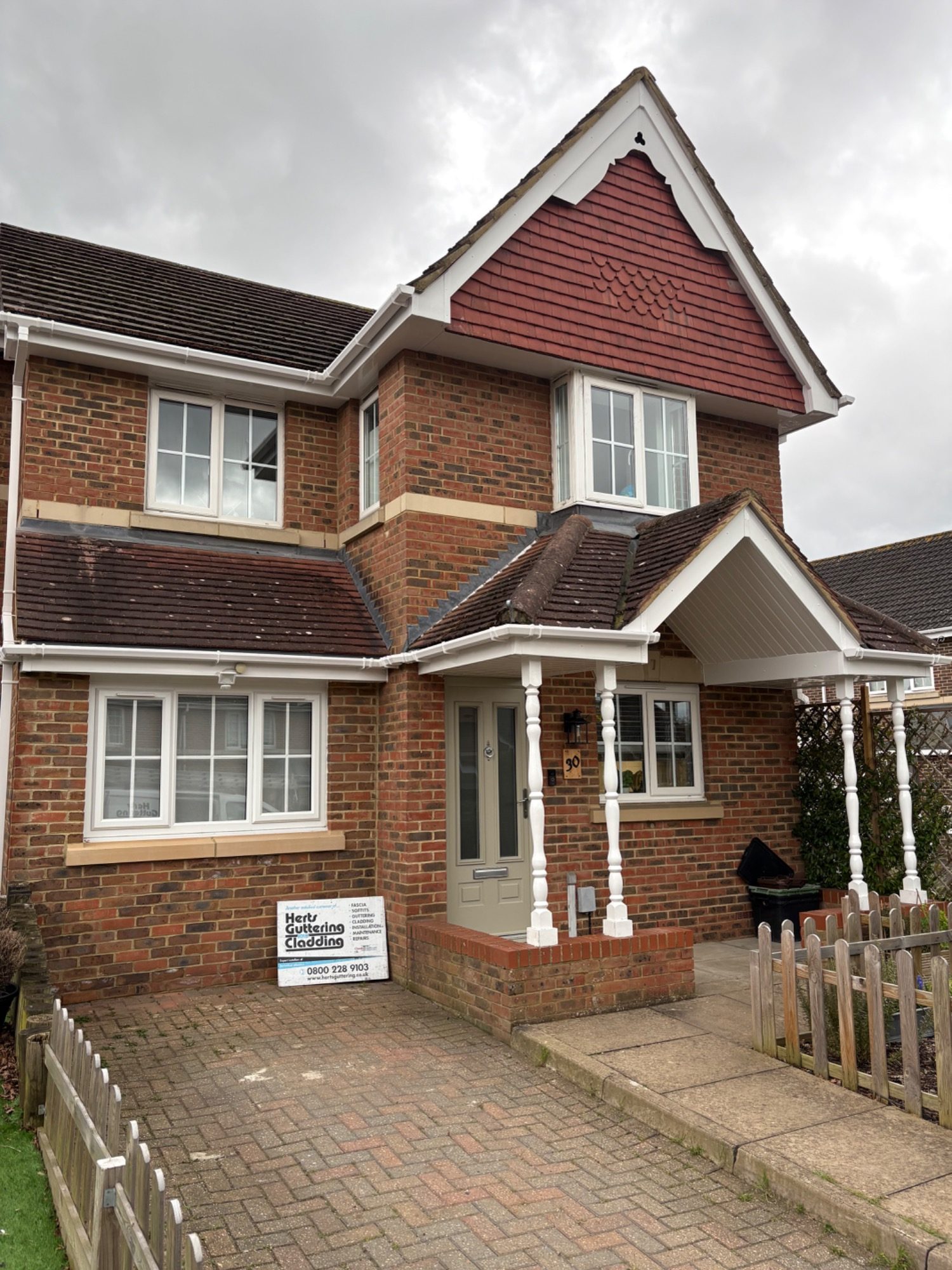 Detached house with new white fascia and soffit