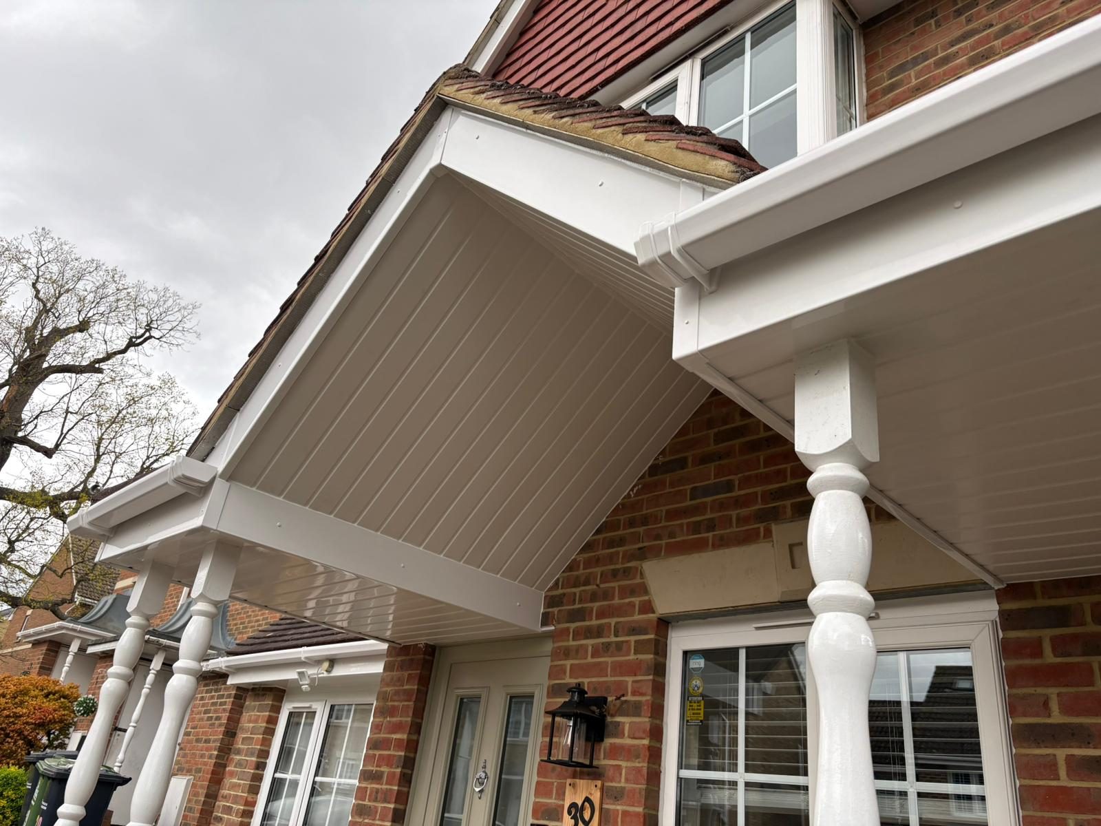 House with new white fascia and porch